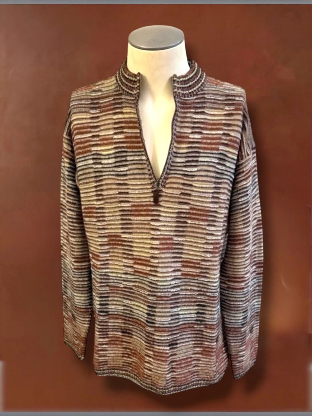 VTG MISSONI SPORT MENS HALF-ZIP WOOL MOHAIR BLEND SWEATER SIZE EU 52 US LARGE